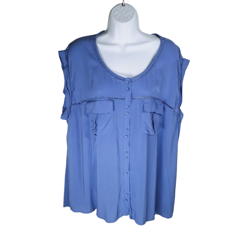 Reitmans Button Down Blouse, Periwinkle, 22
